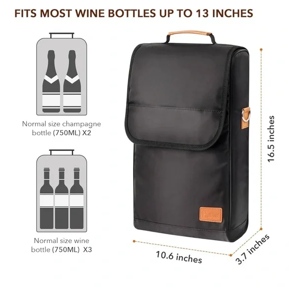 Black Wine Tote Bag - Picture 2 of 8